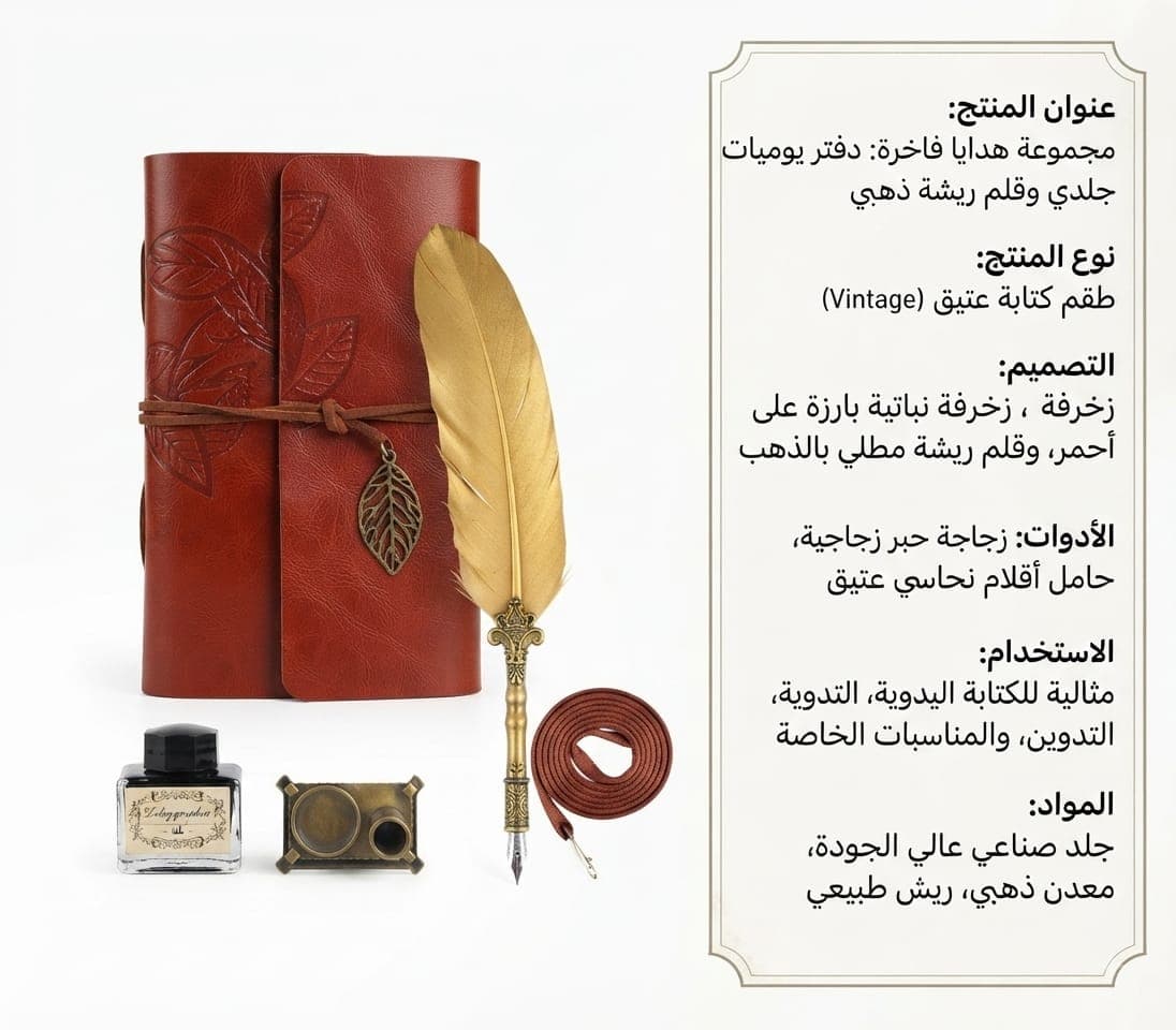 طقم هدية قلم بلاتيني + نوتة جلد - 1